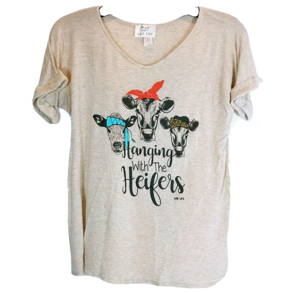 L & B Life highland cows short sleeve funny Tshirt "Hangin with the Heifers"